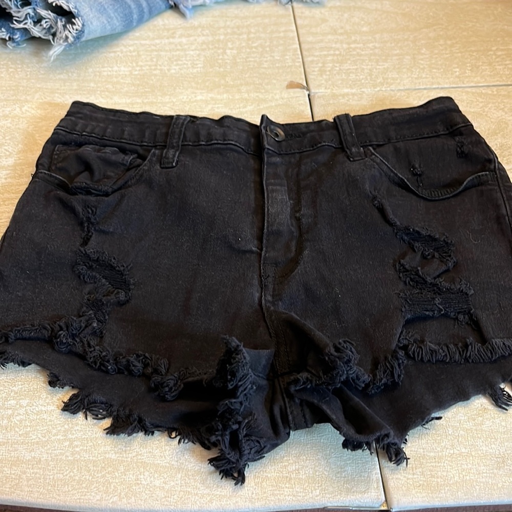 Klique B black jean shorts
